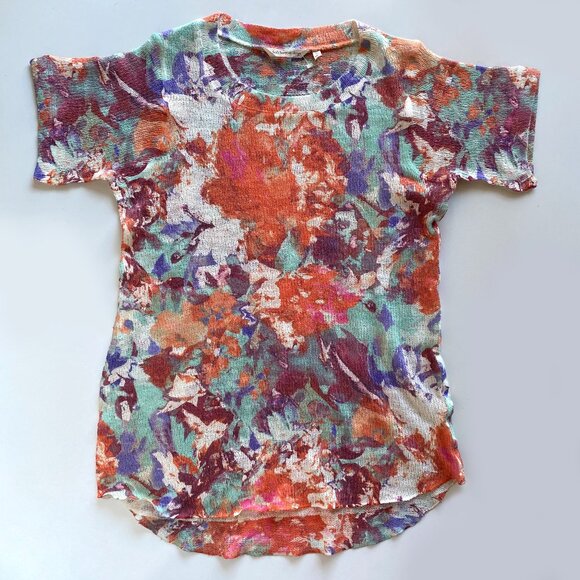 Soft Surroundings Impressionist Floral Short Sleeved Sweater Womens Size M - Picture 1 of 5